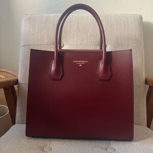 Burgundy Leather Tote Bag